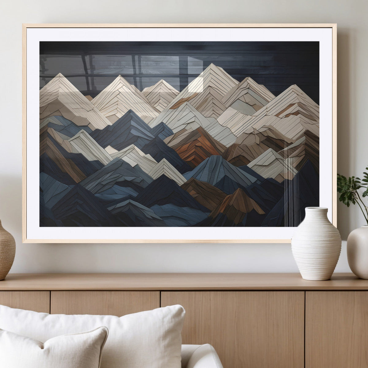 Mountain Wall Art – Modern Geometric Landscape Canvas Print,