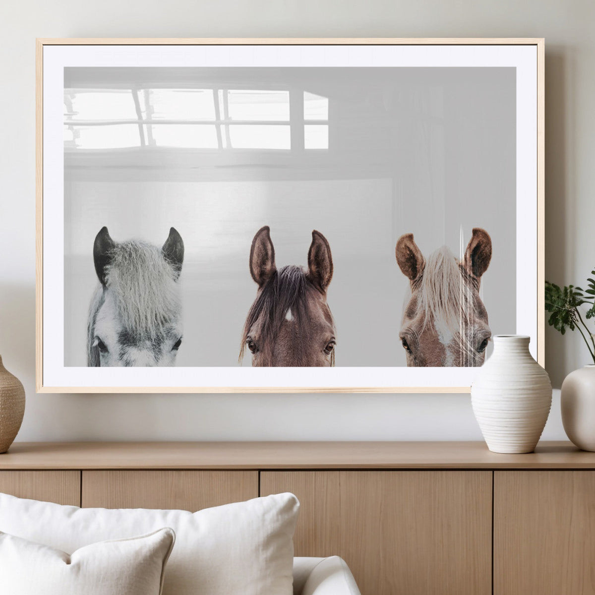 Horse Wall Art - Minimalist Horse Triptych Wall Art – Modern