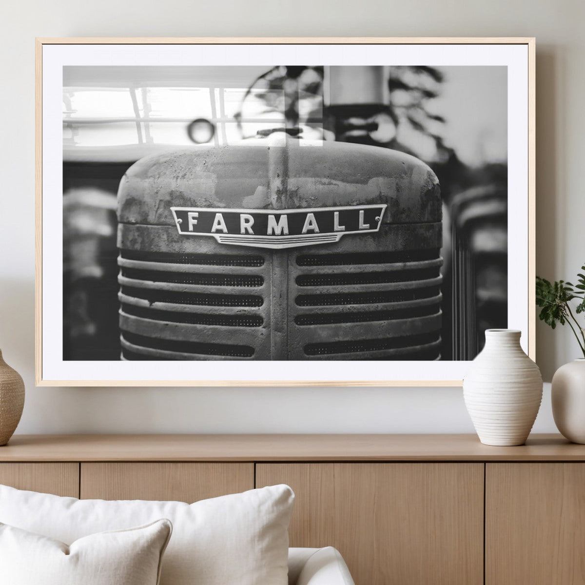Vintage Farmall Tractor Wall Art Canvas Print, Rustic