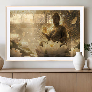 Golden Buddha Wall Art | Yoga Room Decor and Meditation Room