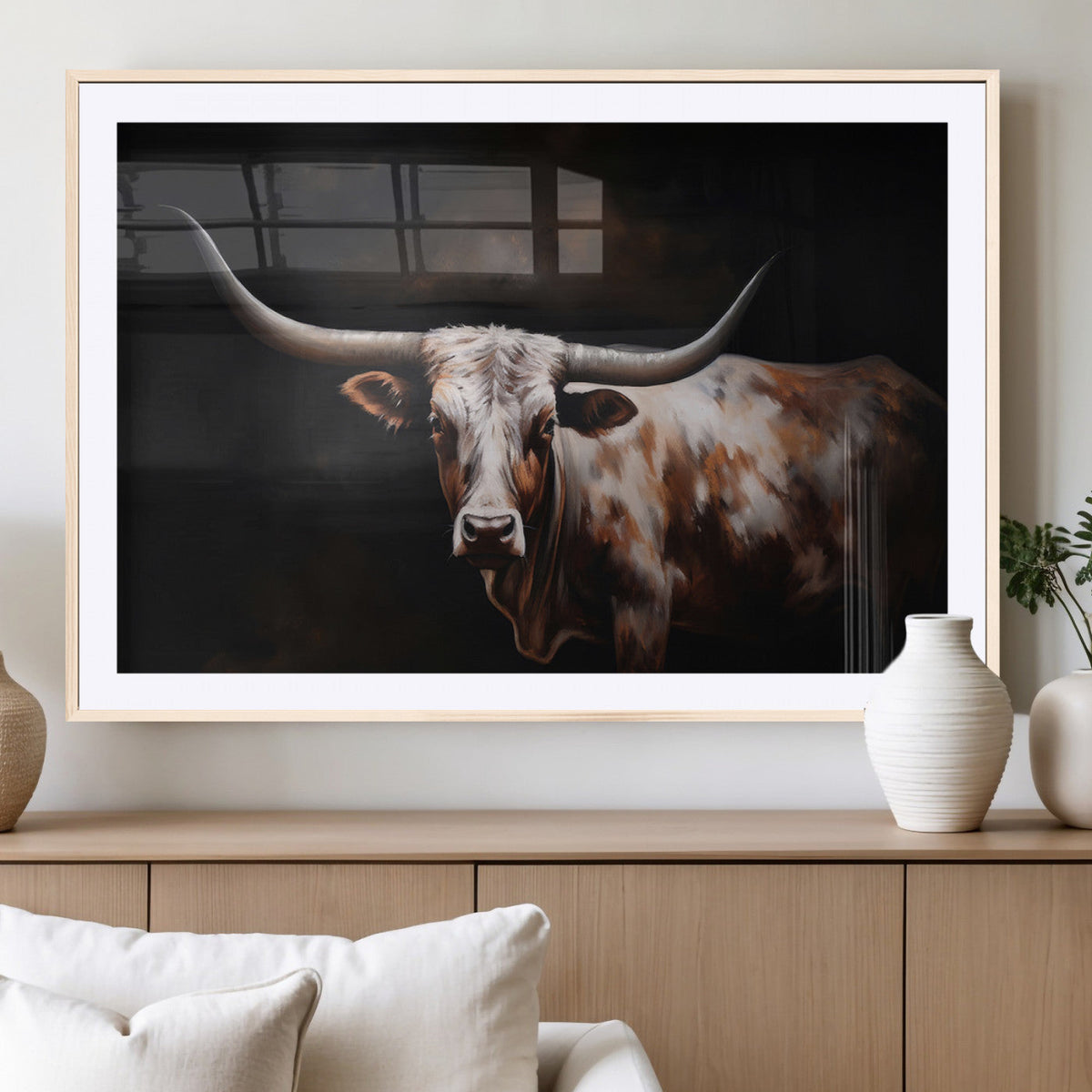 Texas Longhorn Wall Art Canvas Print | Western Ranch Decor |