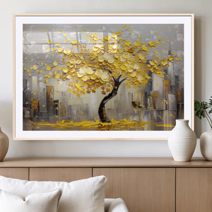 Golden Tree Canvas Print | Abstract Wall Art for Modern