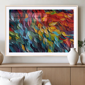 Vibrant Abstract Leaf Wall Art Canvas Print | Bold Colorful