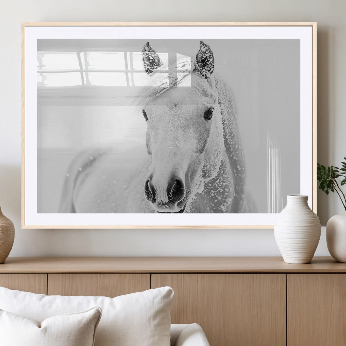 Majestic White Horse Wall Art | Ready to Hang and Framed |