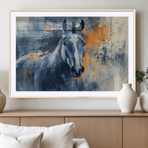 Abstract Blue Horse Wall Art Print Canvas | Horse Wall Art