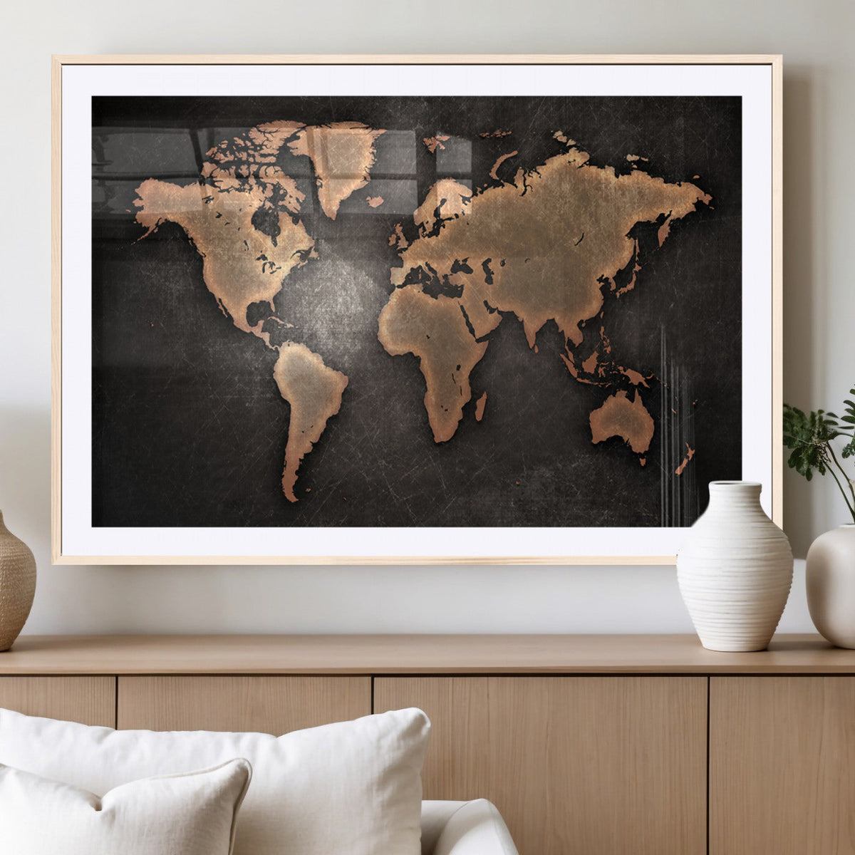 World Map Canvas Print – Framed Travel Map Wall Art for