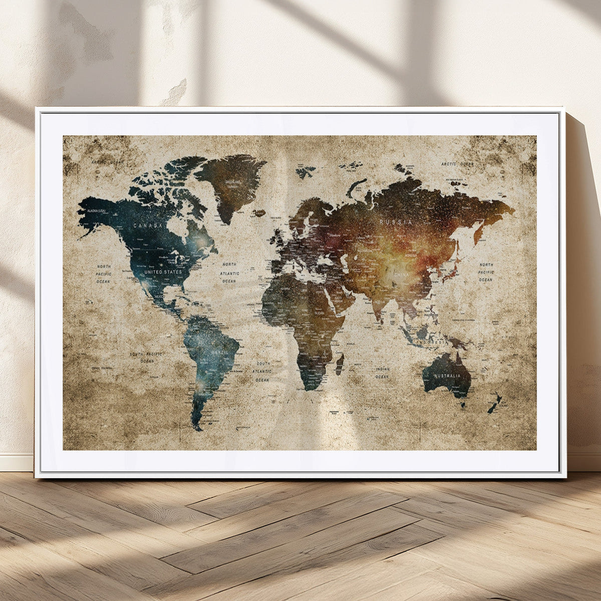 World Map Canvas Print – Detailed Map of the World Wall Art