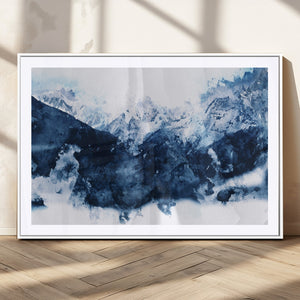 Abstract Blue Mountain Canvas Wall Art – Modern Triptych