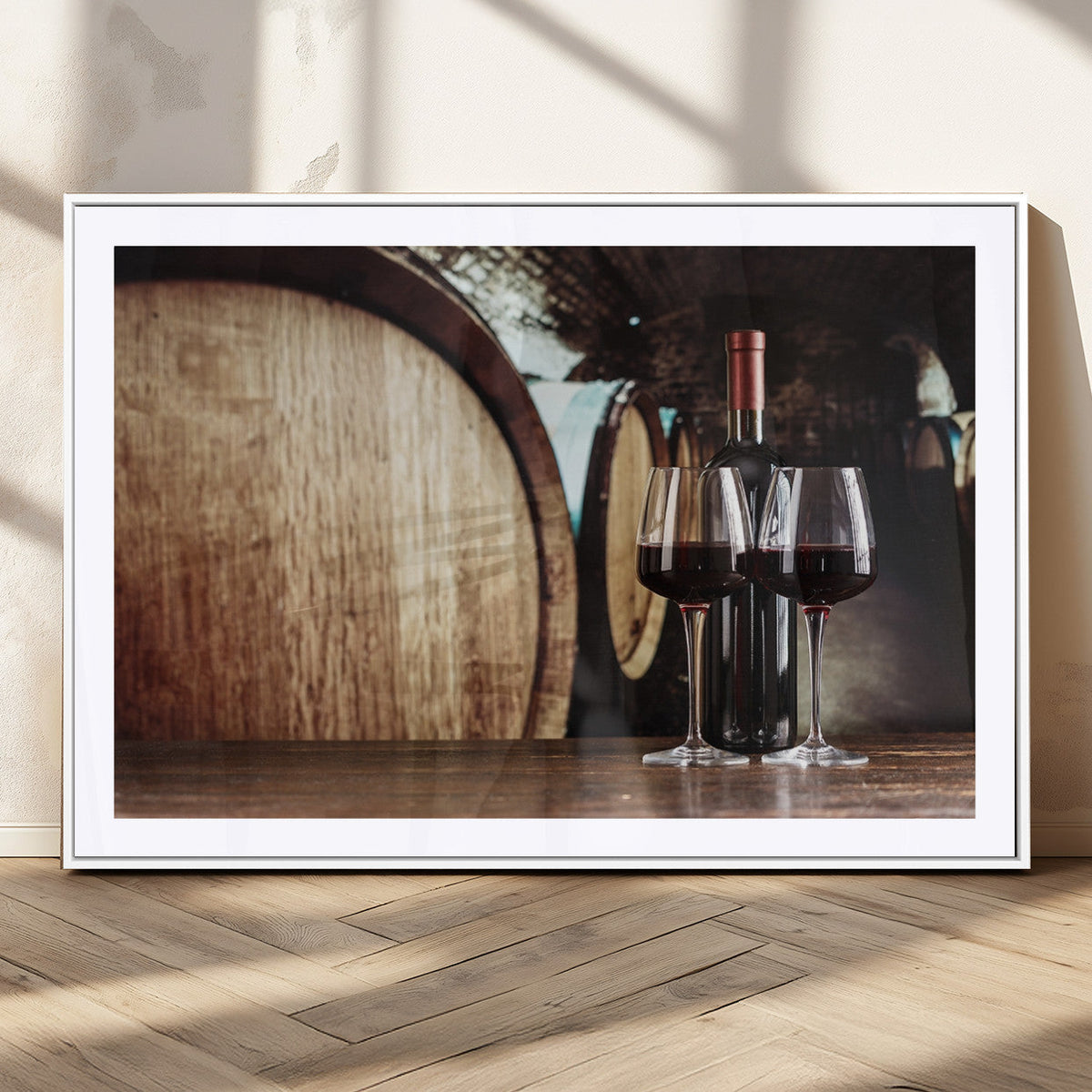 Wine and Barrel Wall Art Canvas Print