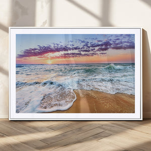 Coastal Sunset Art Beach Canvas Wall Art Print | Ocean Waves