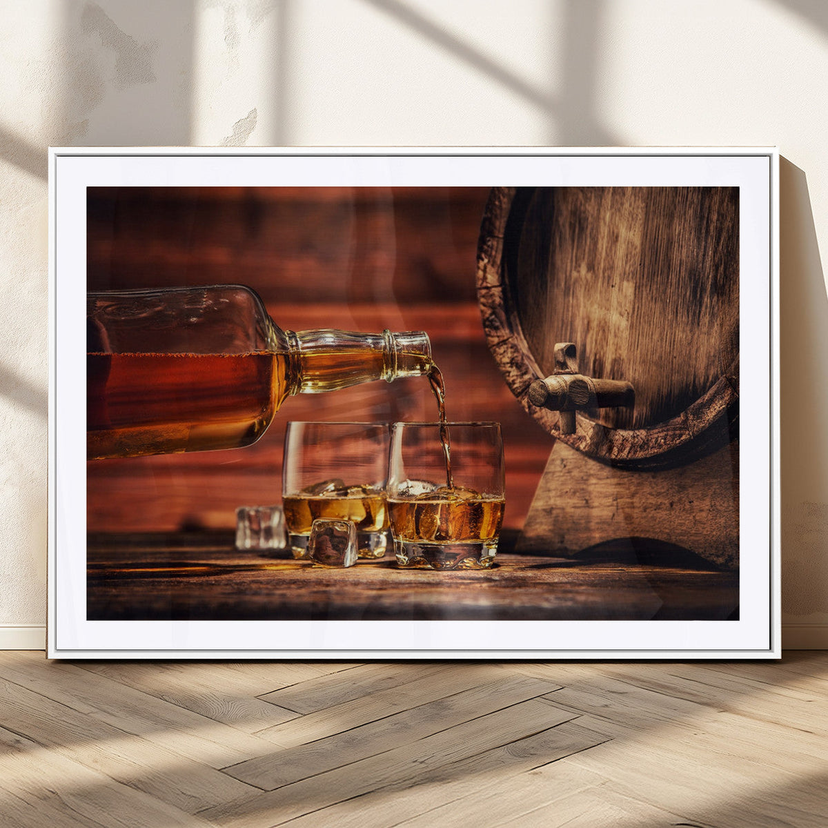 Whiskey and Cigar Canvas Wall Art | 3 Panel Bar Room Decor