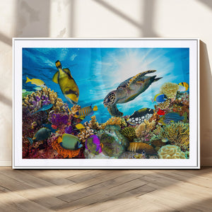 Aquatic Life Sea Turtles Fish Wall Art Canvas Print