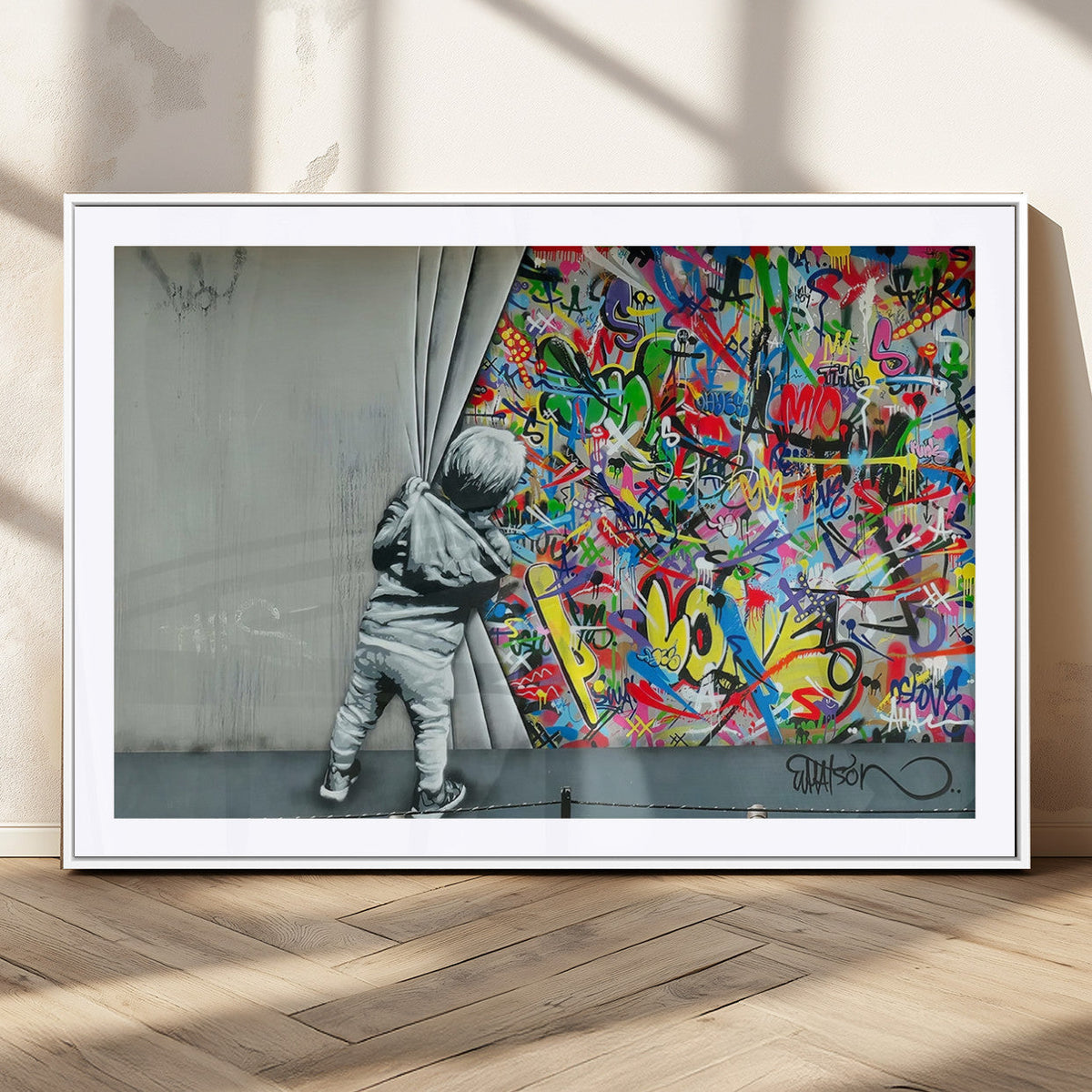 Banksy Colorful Street Graffiti Canvas Wall Art Print,