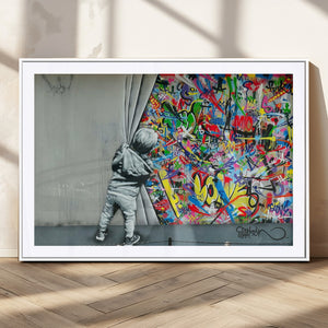 Banksy Colorful Street Graffiti Canvas Wall Art Print,