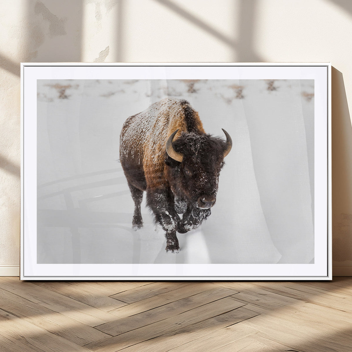 Bison Winter Wall Art Canvas Print For Farmhouse Decor