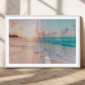 Beach Sunrise Wall Art, Coastal Seascape Canvas Print, Ocean