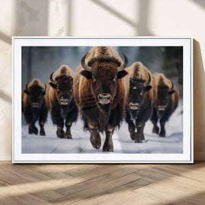 Buffalo Wall Art Canvas Print, American Bison Herd Wall Art