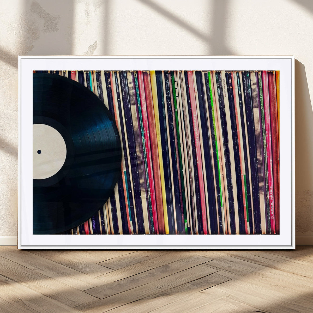 Vinyl Record and Album Collection Canvas Wall Art - Retro