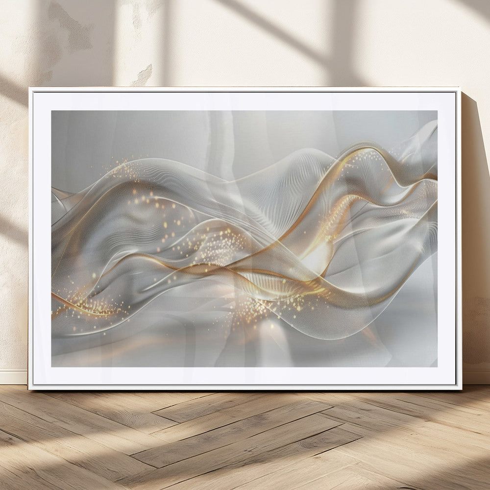 Abstract art Grey and Gold Lines Wall Art