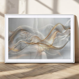 Abstract art Grey and Gold Lines Wall Art