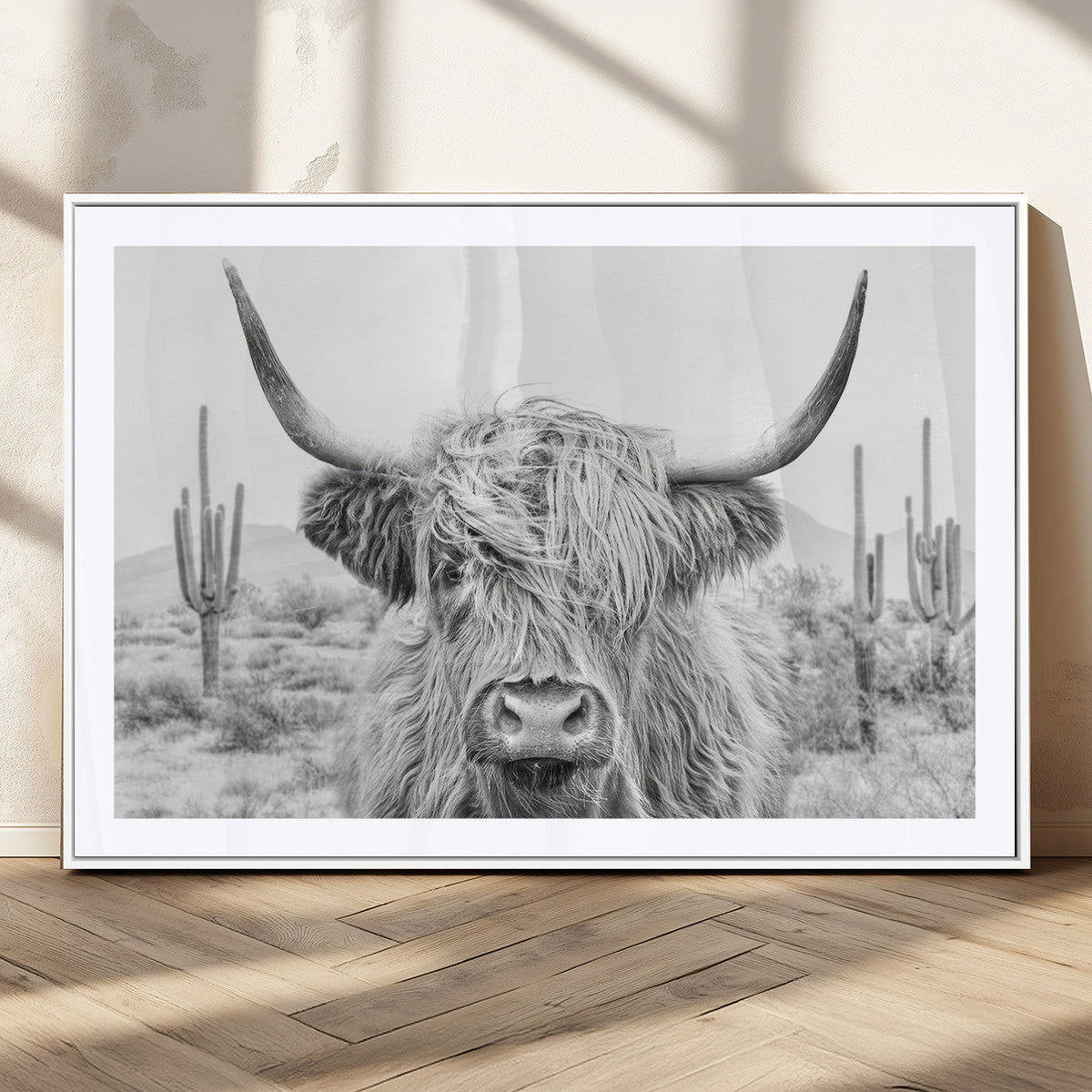 Rustic Charm | Cow Longhorn Black White Bighorn Wall Art