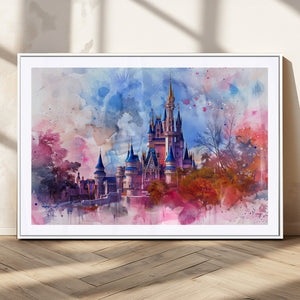 Disney Wall Art: Dreamy Watercolor Cinderella Castle Canvas