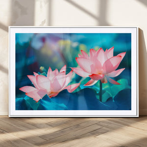 Pink Lotus Flower Canvas Wall Art | Vibrant Floral Wall