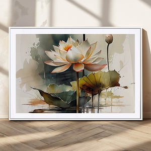 Lotus Flower Watercolor Canvas Print – A Symbol of Serenity