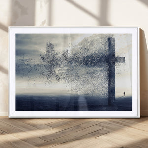 Jesus and the Fading Cross Wall Art Print – Symbol of Faith,