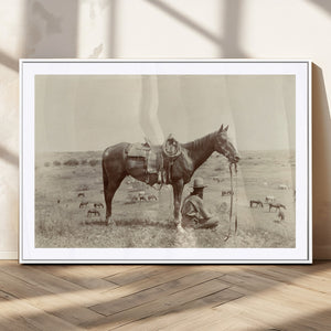 Cowboy Wall Art - Western Horse Canvas Print - Vintage