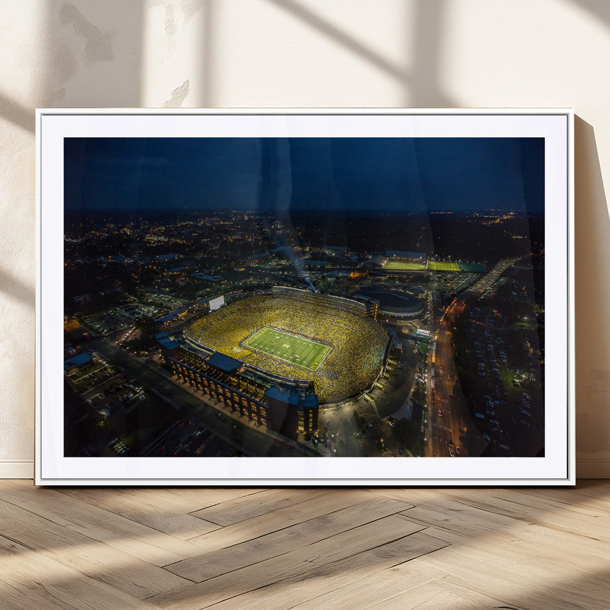 Michigan Stadium Night Game Wall Art – Sports Arena Aerial