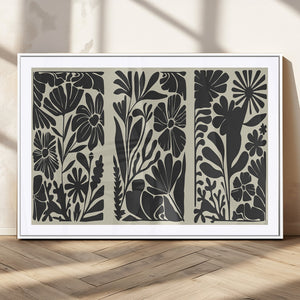 Modern Botanical Wall Art - Floral Black and White Canvas
