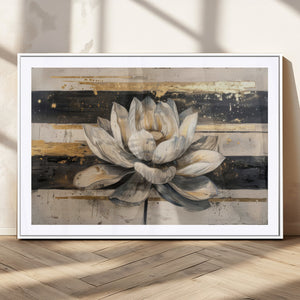 Lotus Flower Wall Art – Framed Abstract Floral Canvas