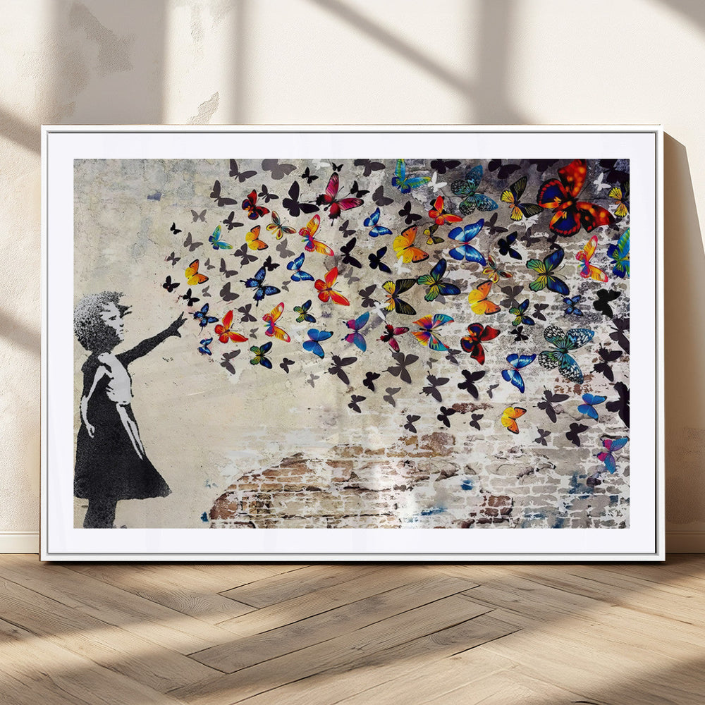 Banksy Graffiti Wall Art Canvas Print: Girl Releasing