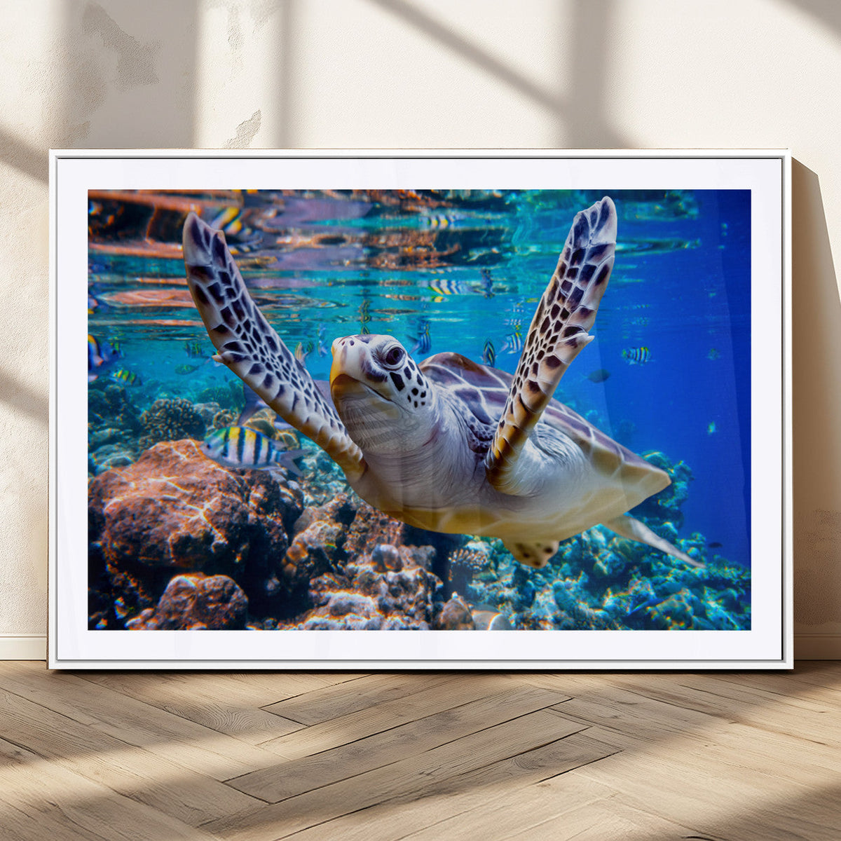 Underwater Sea Turtle Wall Art Canvas Print – Vibrant Ocean