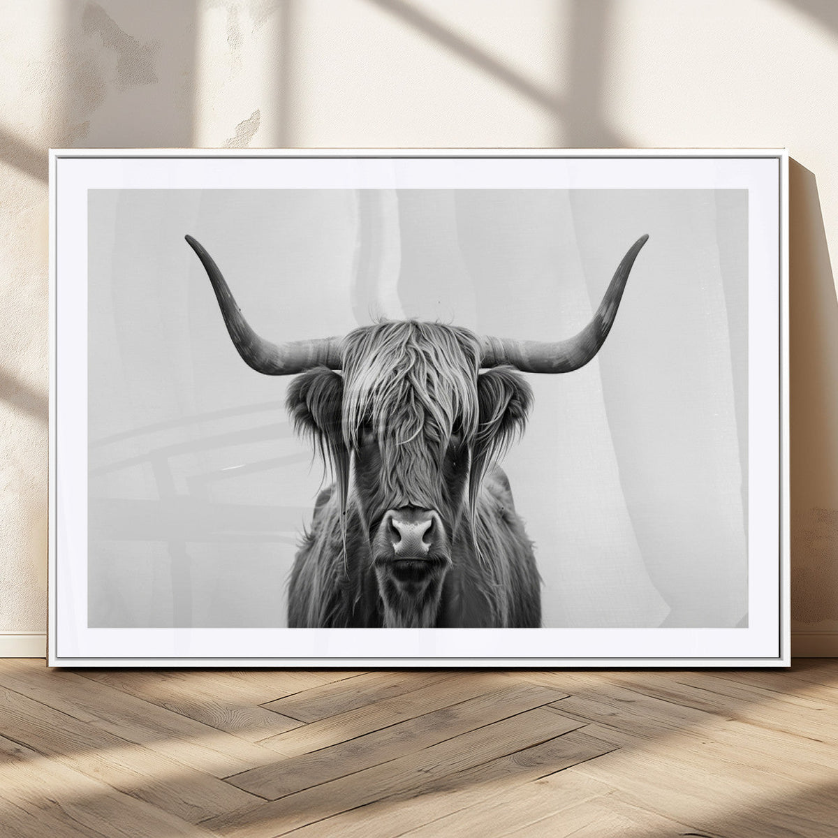 Highland Wall Art Canvas Print – Minimalist Black and White