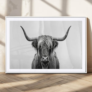 Highland Wall Art Canvas Print – Minimalist Black and White