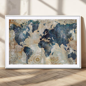 World Map Canvas Print – Framed Wall Art for Couples,