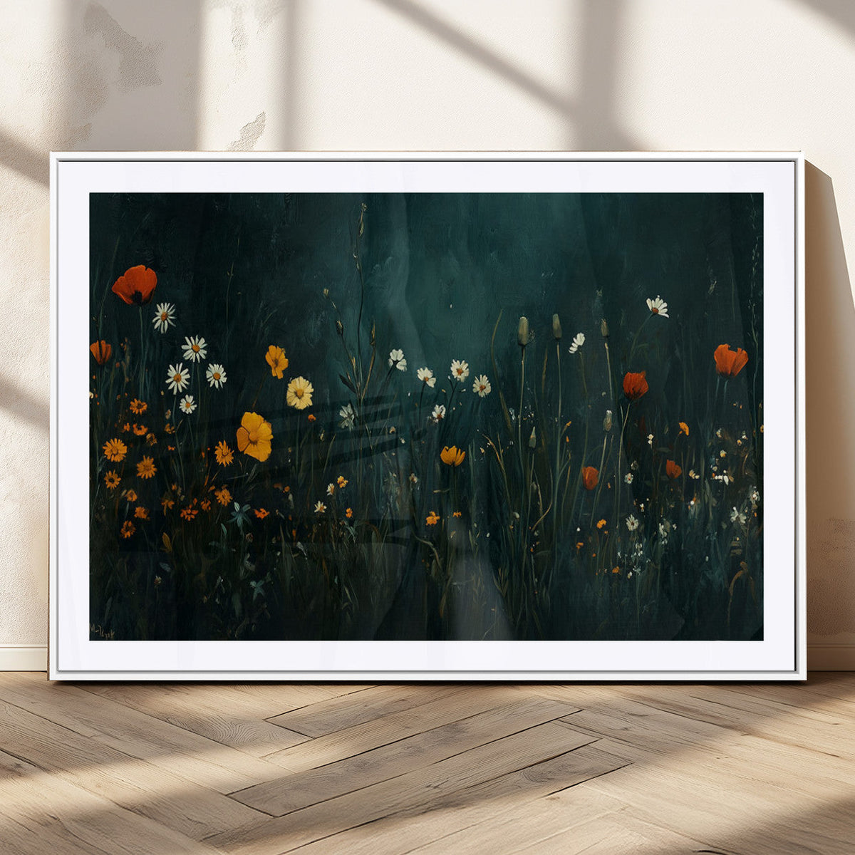 Framed Wildflower Field Wall Art, Framed Vintage Botanical