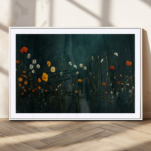 Framed Wildflower Field Wall Art, Framed Vintage Botanical