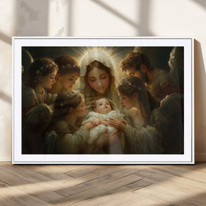 Mary Jesus Canvas Wall Art Print - Madonna and Child with