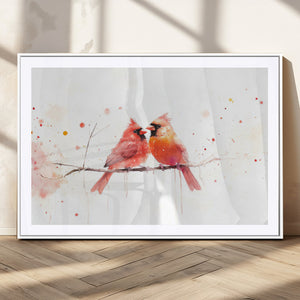 Cardinal Bird Canvas Wall Art - Male and Female Cardinal