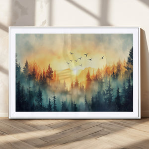 Abstract Forest Wall Art Print- Serene Nature Canvas Print