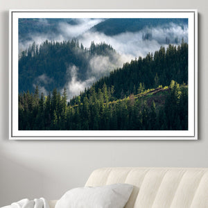 Misty Forest Wall Art Canvas Print – Pine Hills Foggy Trees