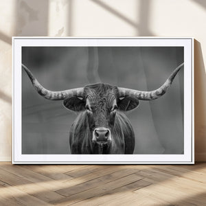 Texas Longhorn Wall Art Canvas Print – Framed Western Bull