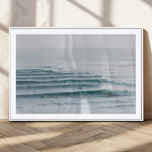 Ocean Waves Wall Art Canvas Print – Framed Surfer Lineup