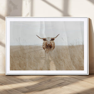 Texas Longhorn Wall Art Canvas Print – Framed Lone Cattle