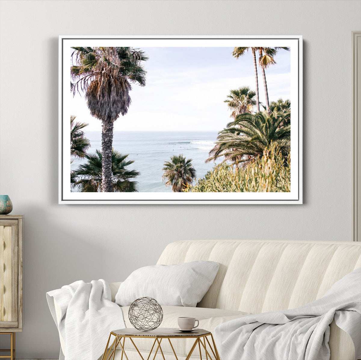 Coastal Palm Trees Wall Art Canvas Print – Framed Ocean