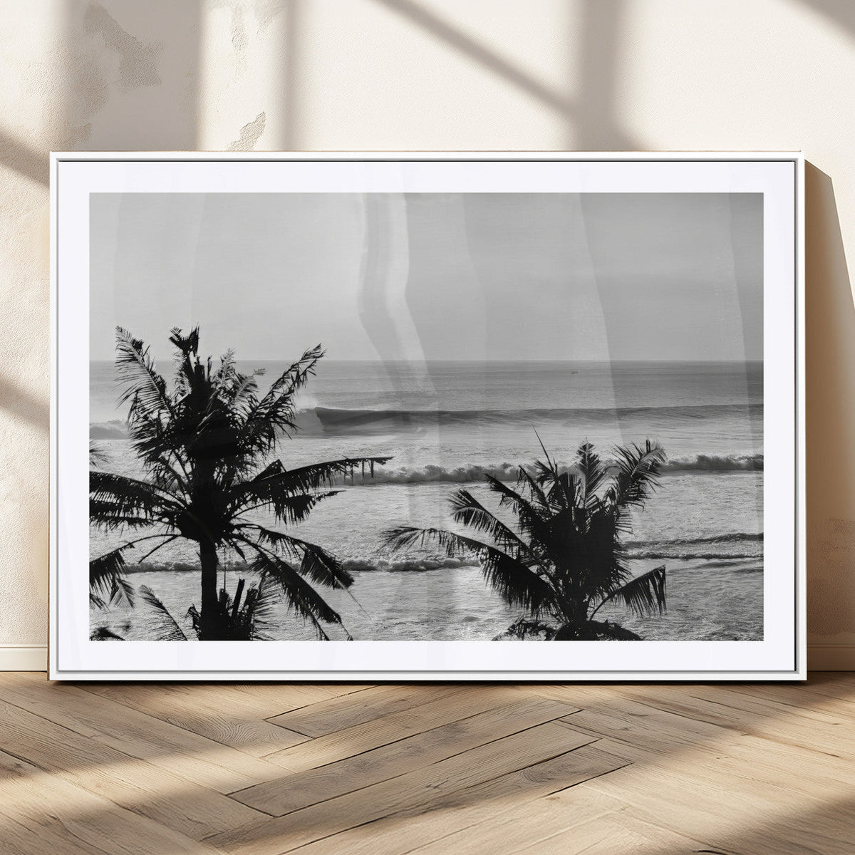Tropical Coastline Wall Art Canvas Print – Framed Palm Trees