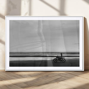 Motorcycle Beach Wall Art Canvas Print – Framed Vintage